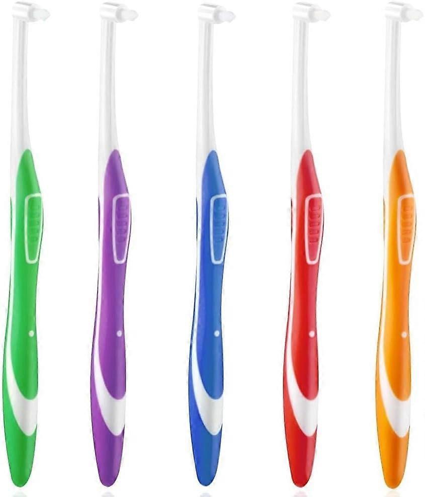 Tuft Toothbrush Pack Of 5, Single Tufted Small Soft Toothbrushes, Trim Handle, Interdental Spacing Brush, 5 Colours