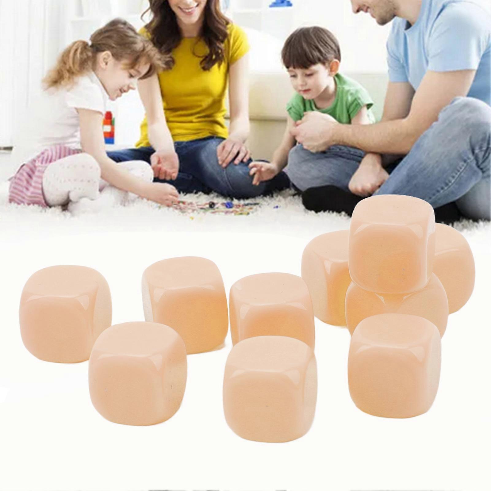 30PCS Fun Blank Dice Set DIY Puzzle Round Corner 6 Sided Dice for Board Games Math Learning Beige 