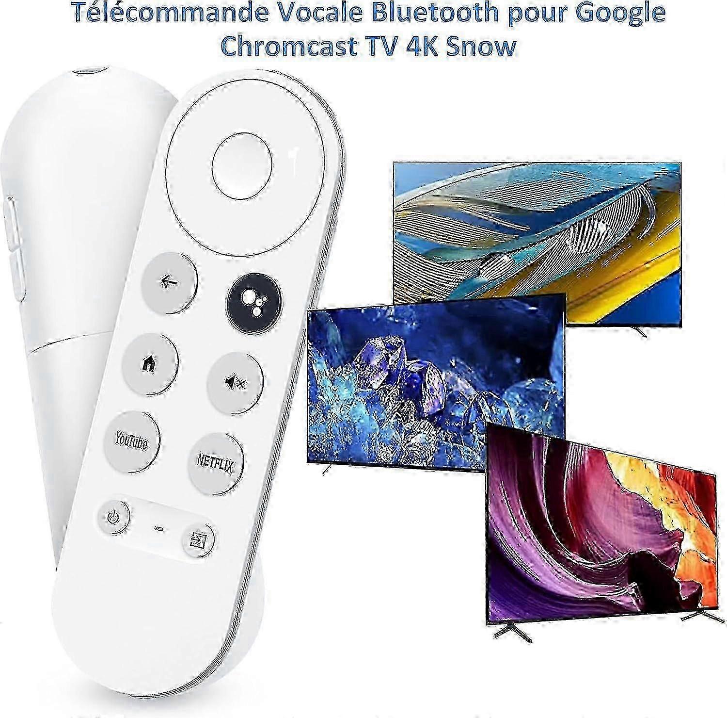 تلفزيون Google Chromecast 4K مع جهاز تحكم عن بعد صوتي Bluetooth | أزرار Netflix و YouTube | استبدال الثلج موديل G9N9N