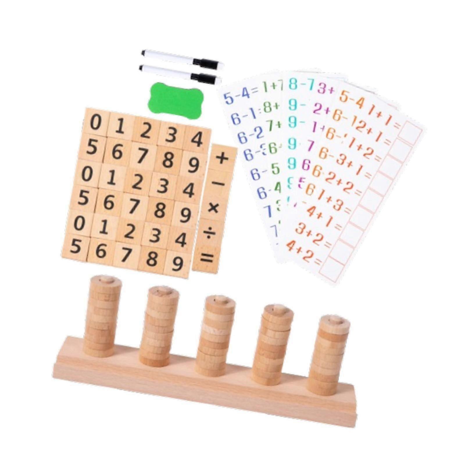 Kids Wooden Number Count Toys Stacking Math Manipulatives Toys for Preschool