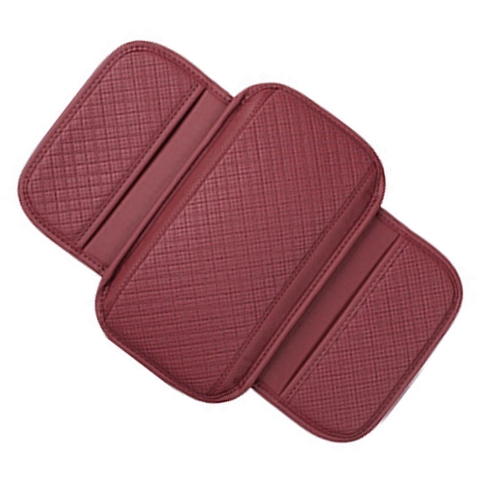 Ergonomic Car Console Organizer Cushions Leather Car Armrest Cover Soft For Stress Without Driving & Improved Arm Support Red