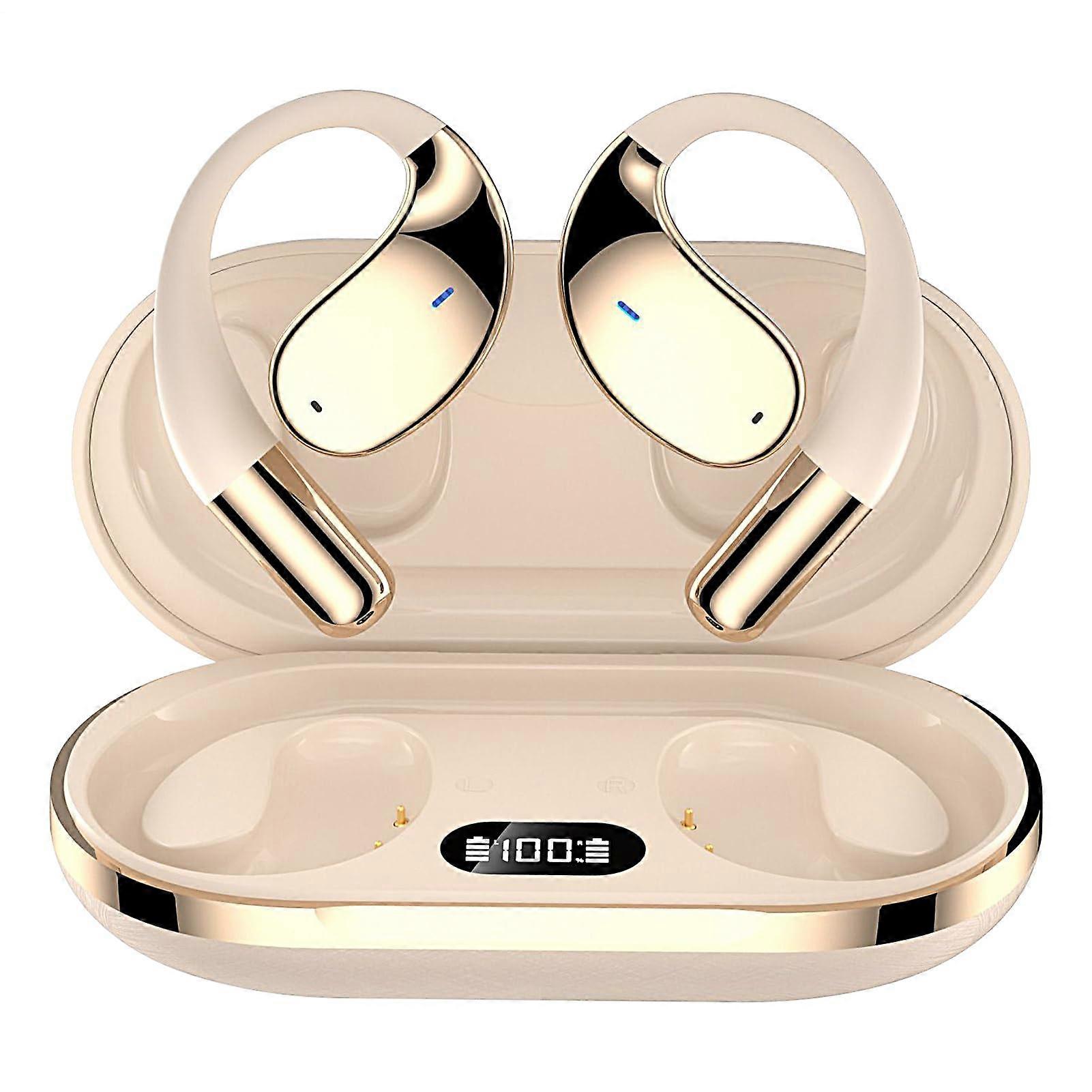 Translation Earphones - 144 Languages Portable Wireless Headphones with HD Voice, High Accuracy, Beige Color for Travel and Business Meetings