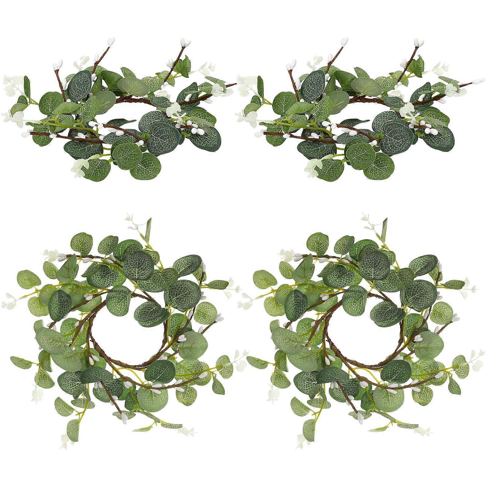 Eucalyptus Candle Rings Wreaths for Pillars Artificial Greenery Decor for Weddings, Home Parties, and Spring Table Centerpieces