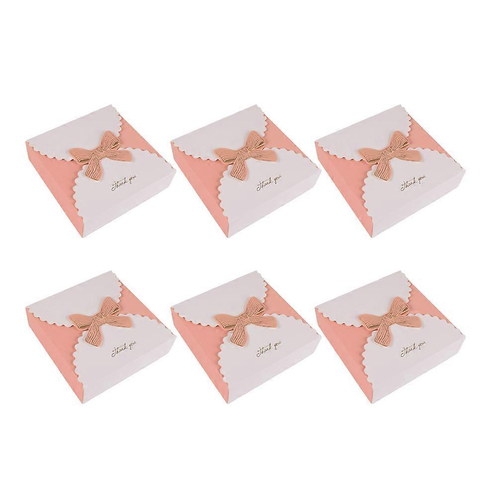 Goodie Boxes Bow-Knot Candy Box Party Favors Pink 14*14*4Cm Rectangular Shape Creative Style 6Pcs