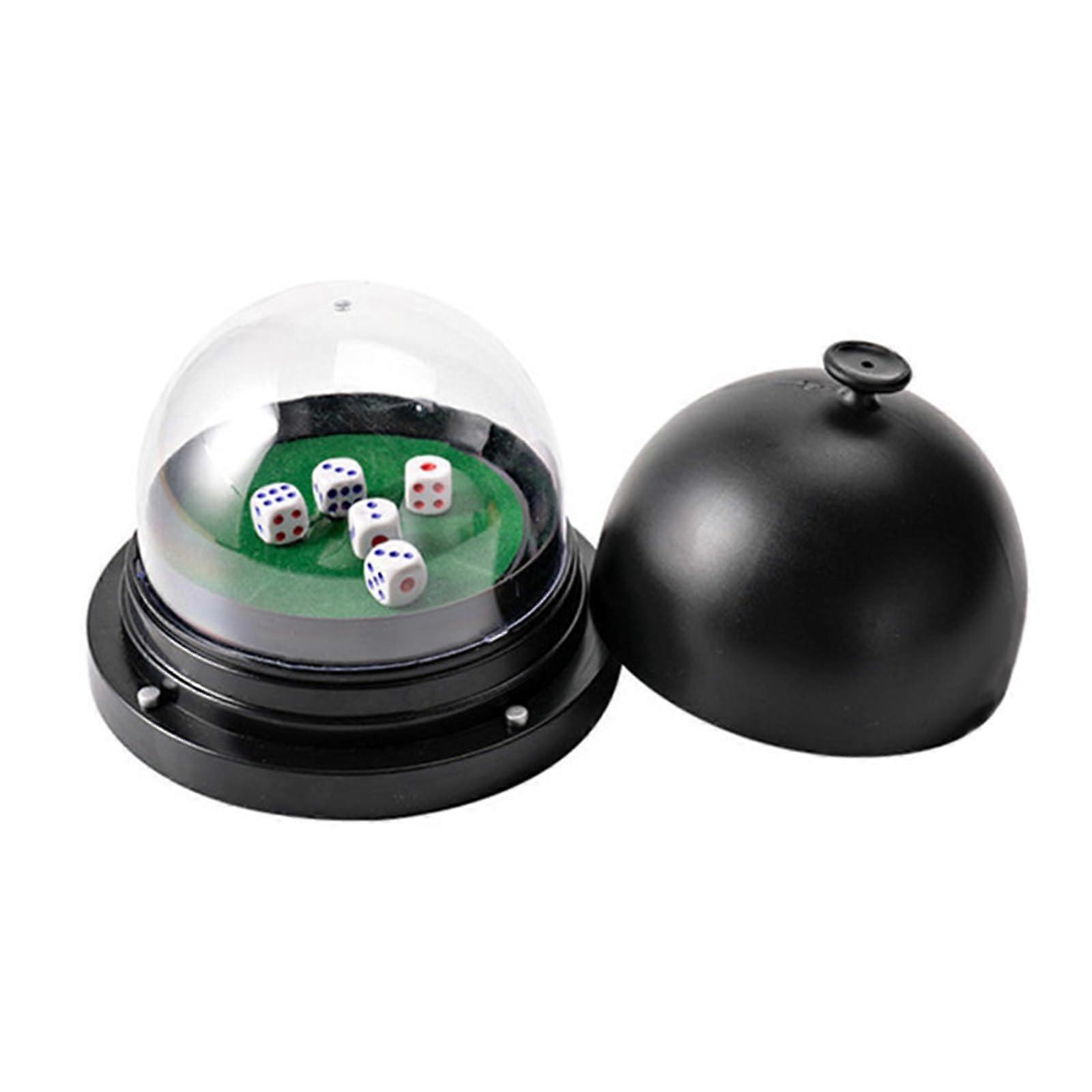 Electronic dicerolling cup for parties, automatic dice, dice tray, automatic dice, with 5 dice and cover, electric dice roller