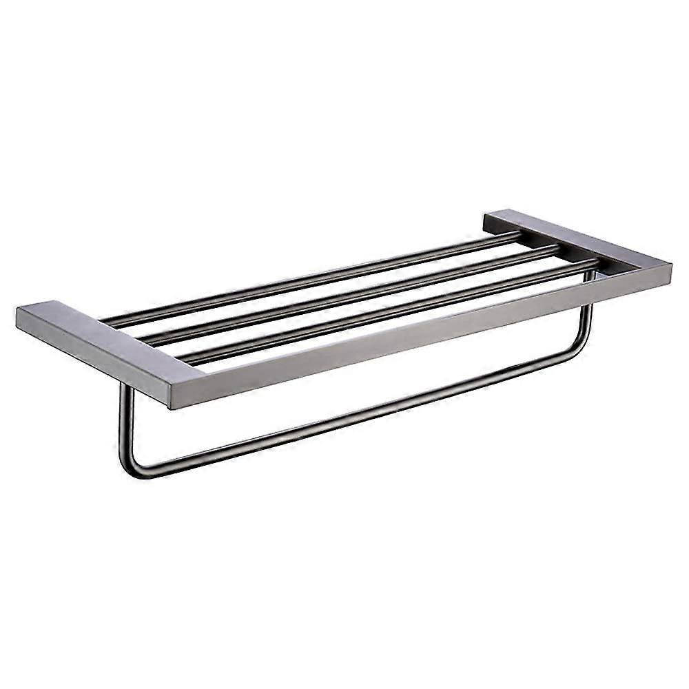 Wall-Mounted Towel Holder, Double-Layer Towel Rack, 15 kg Load Capacity, Fog Grey, Bathroom Shelf with Hole Installation