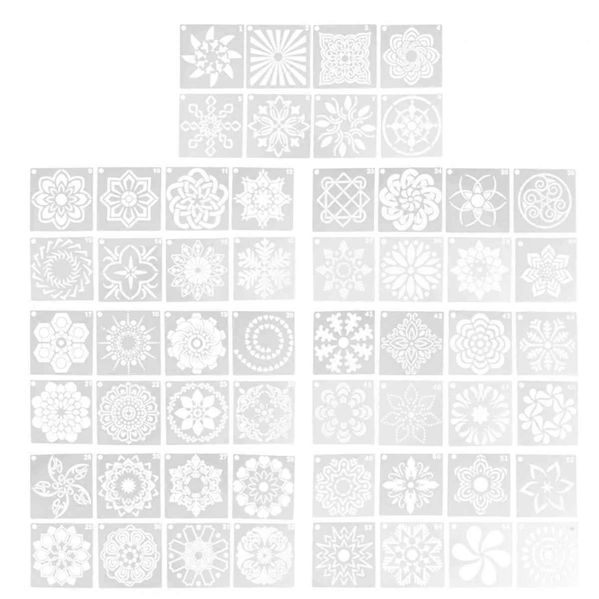 56 Piece Mandala Painting Stencil Set Hollow Design Templates for Creative Art, Crafts, and Decorations Durable, Safe Drawing Tools for DIY