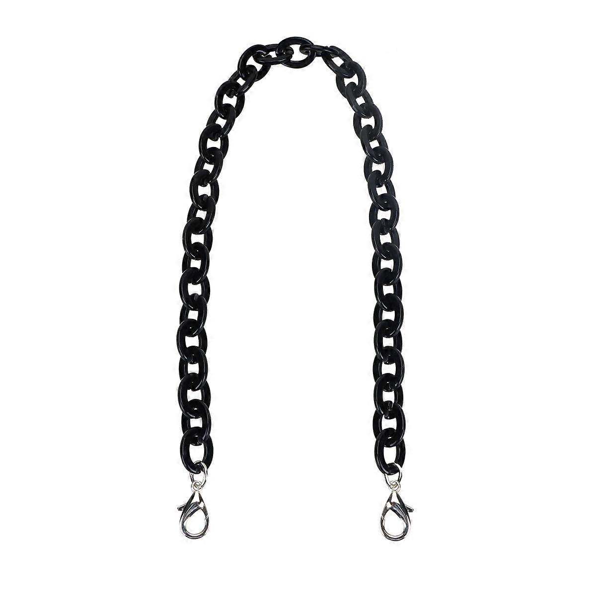 60CM Length Shape Chain Tote Bag Acrylic Decorative Chain Dual End Alloy Buckle Straps Replacement for DIY Small Handbags (Black)