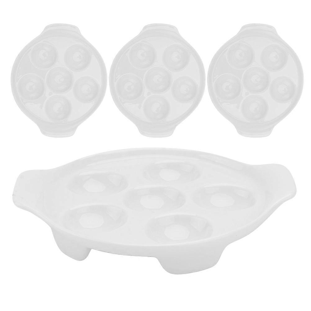 Snail Plate Ceramic Escargot Dish for Serving with 4Pcs Deviled Egg Platter