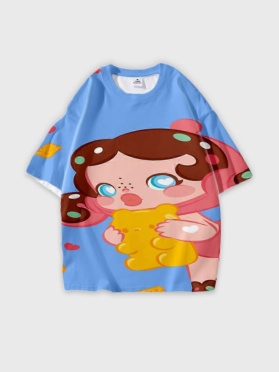 T-shirt round neck Pattern loose short sleeve B1745