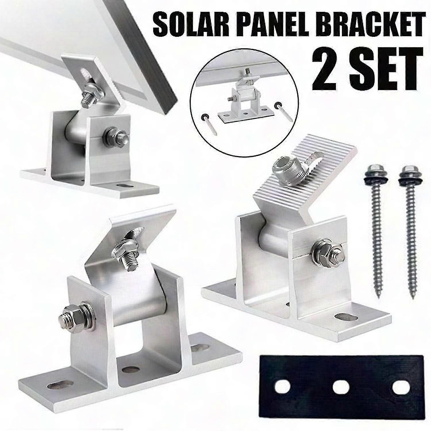 2x Adjustable Solar Panel Mounting Bracket for Flat Roofs - PV System Assembly