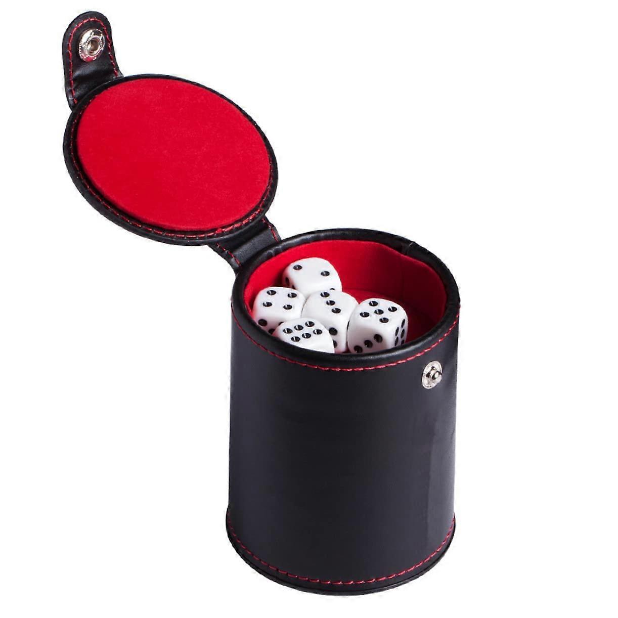 1Satz Wuerfelbecher Dice Cup Set PU Leather With Double-Walled Storage For KTV And Board Games Compact Durable