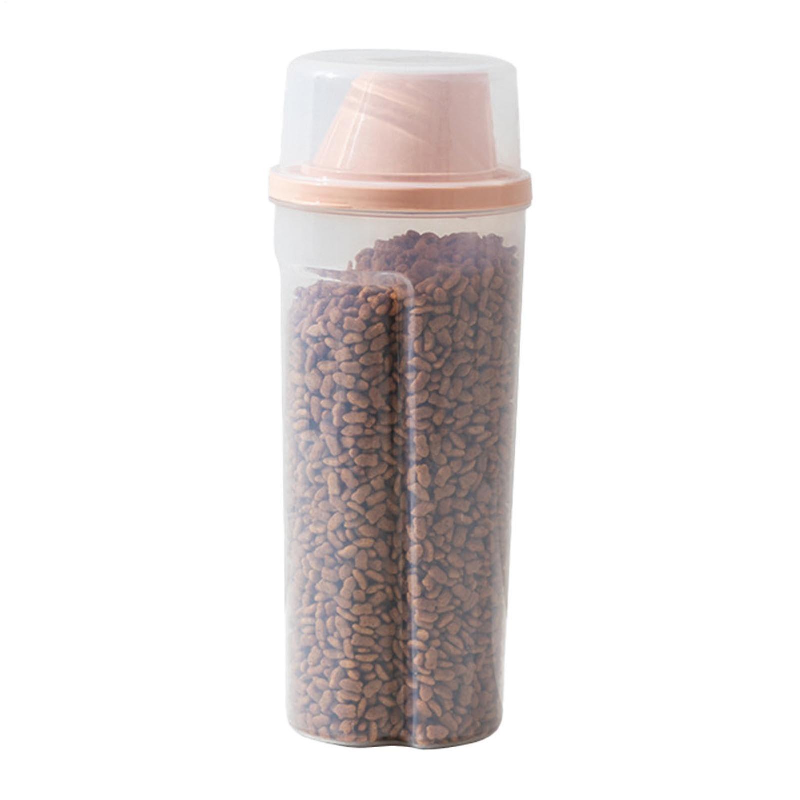 Cat food storage container, pet food container, 1500 ml scale design airtight pet food storage container pink