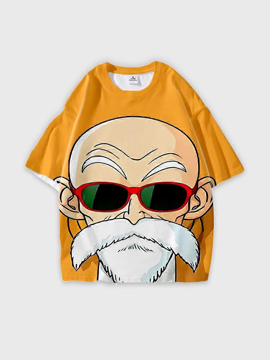 T-shirt girocollo Cartoon Pattern manica corta sciolta P800