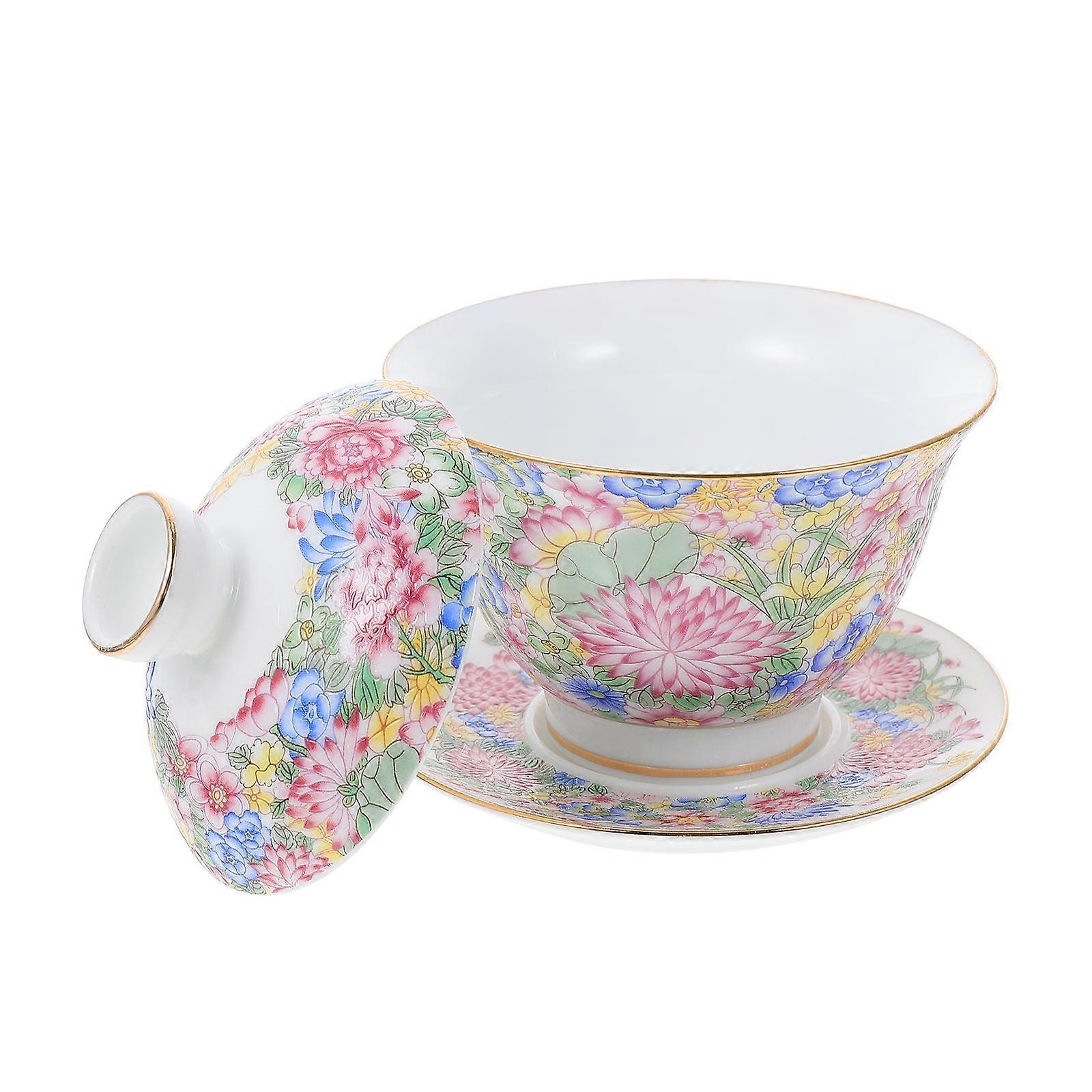 Chinese Traditional Teacup With Lid Suitable For Home Brewing And Tea Lovers 140ml Portable 1 Set