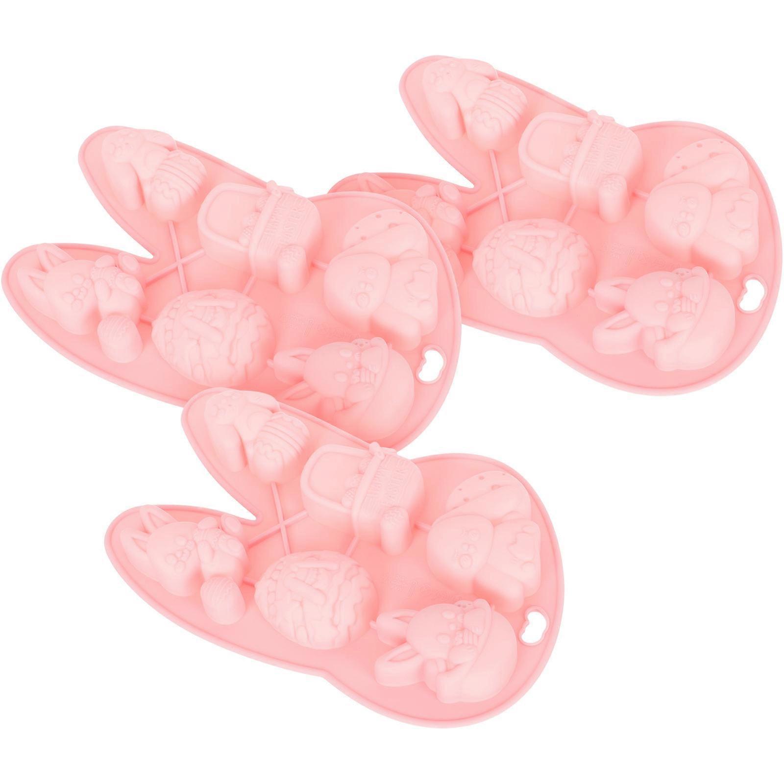 3pcs Silicone Easter Bunny Fondant Molds for Baking   Creative Rabbit Shape Cookie Molds, Non Stick Flexible Cake Decorating Tools for Home and