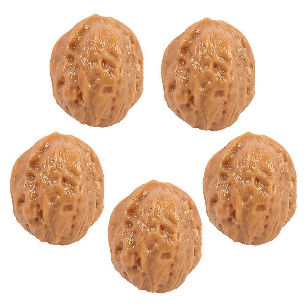 Lifelike Artificial Walnuts for Home Decor Lightweight Portable PVC Fake Nuts 5 Pieces