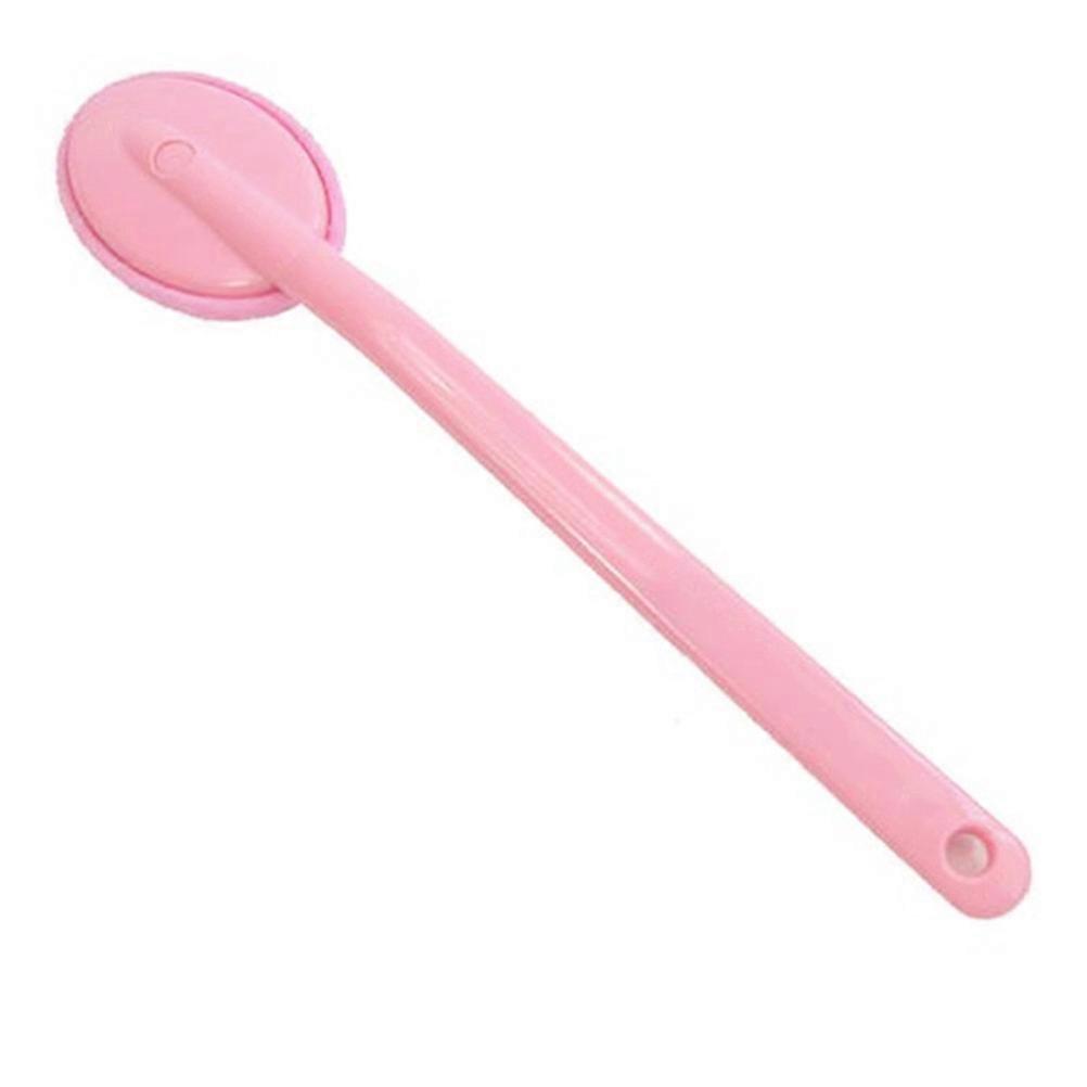 Pink Long Handle Shower Brush with Microfiber for Exfoliating and Massaging Suitable for All Skin