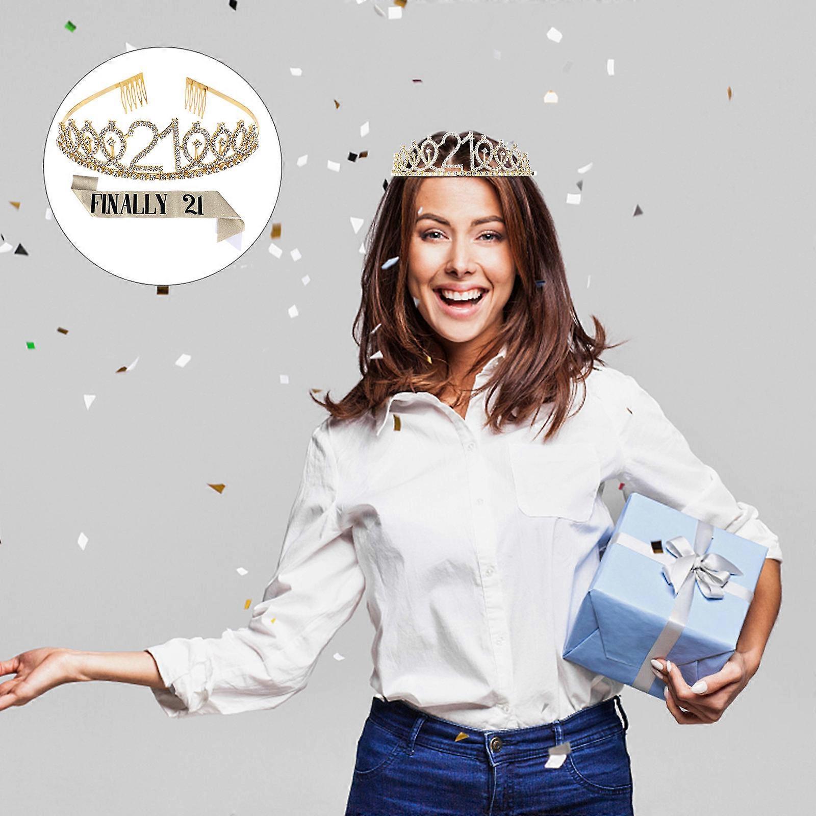 Birthday Party Crown and Sash Set Elegant Ritual Belt for Unforgettable Celebrations