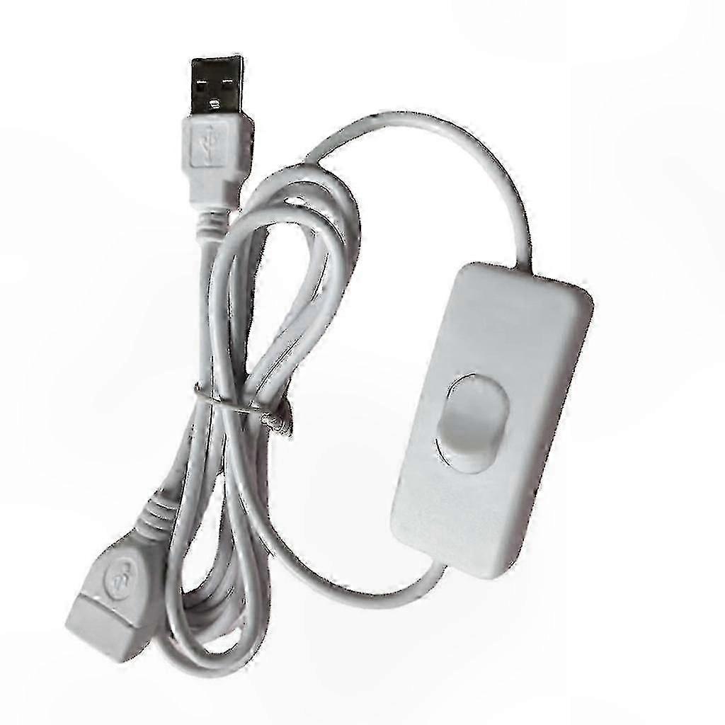 White 2m USB Cable with Power Switch for Fan Connection