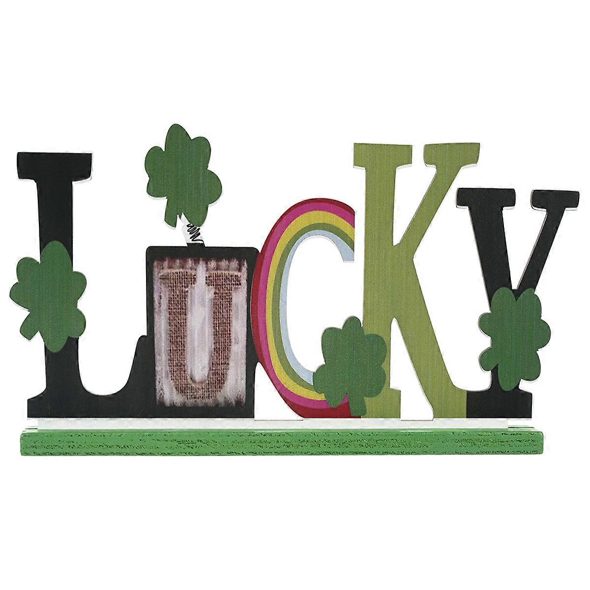 Wooden Table Centerpiece For Patricks Day Decor Decorative Item In Green 20x13cm 1Set