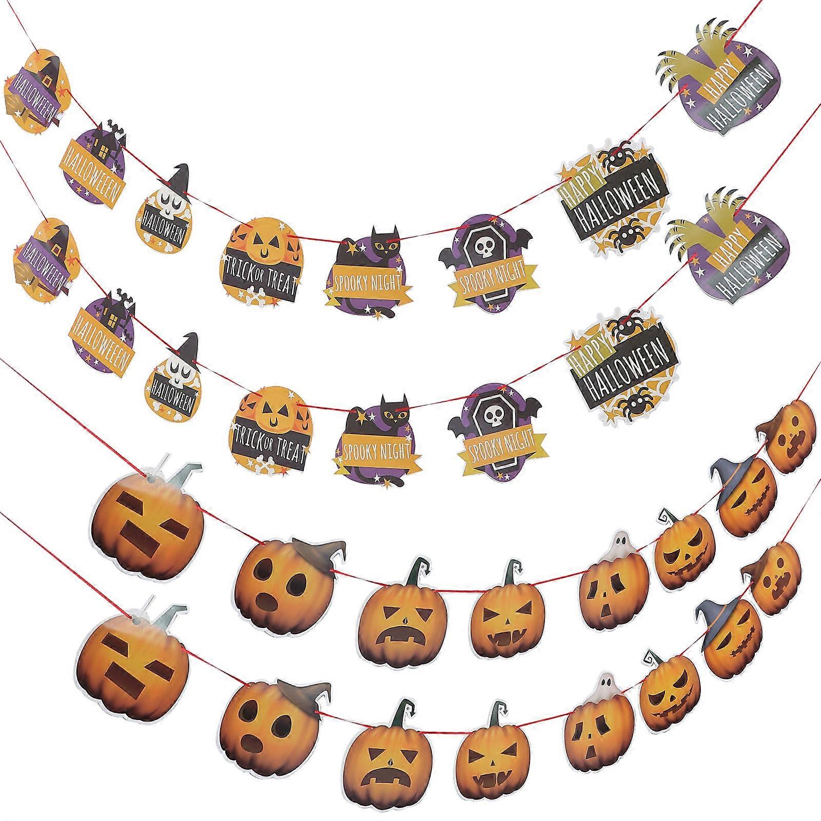 Hanging Paper Flag 4Pcs Decorative Banner For Halloween Enthusiasts Bars And Mall Decorations Unique Halloween Style