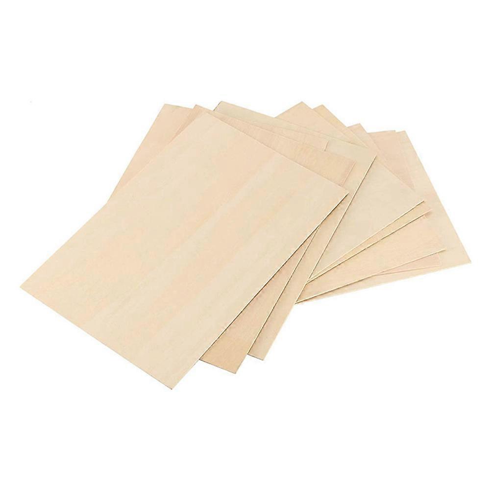 10pcs Durable Rectangle Wood Sheets Unfinished Slices for DIY Craft Supplies