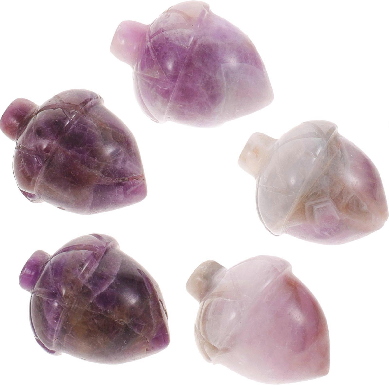 Hand Carved 5Pcs Jade Pine Cone Figurines Home Decor Medium Size Perfect For DIY Crafts