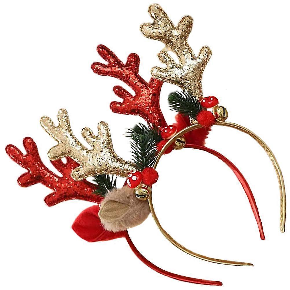 Headband With Simulated Berry Antlers For Role-playing And Christmas Parties Featuring Deer Horn Shape And Light In Weight 2Pcs