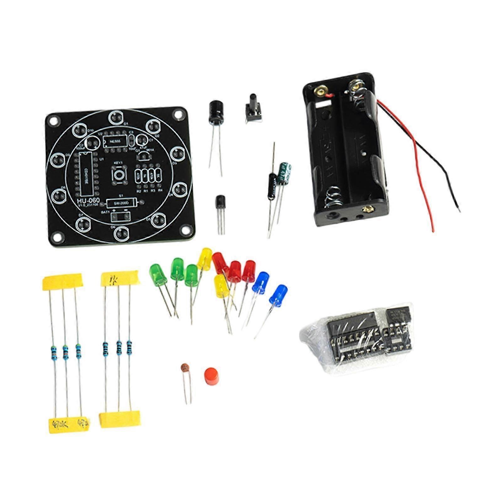 DIY Lucky Turntable Kit for Beginners - Soldering Exercise Set with LED Lights, Electronic Training Board Without Shell