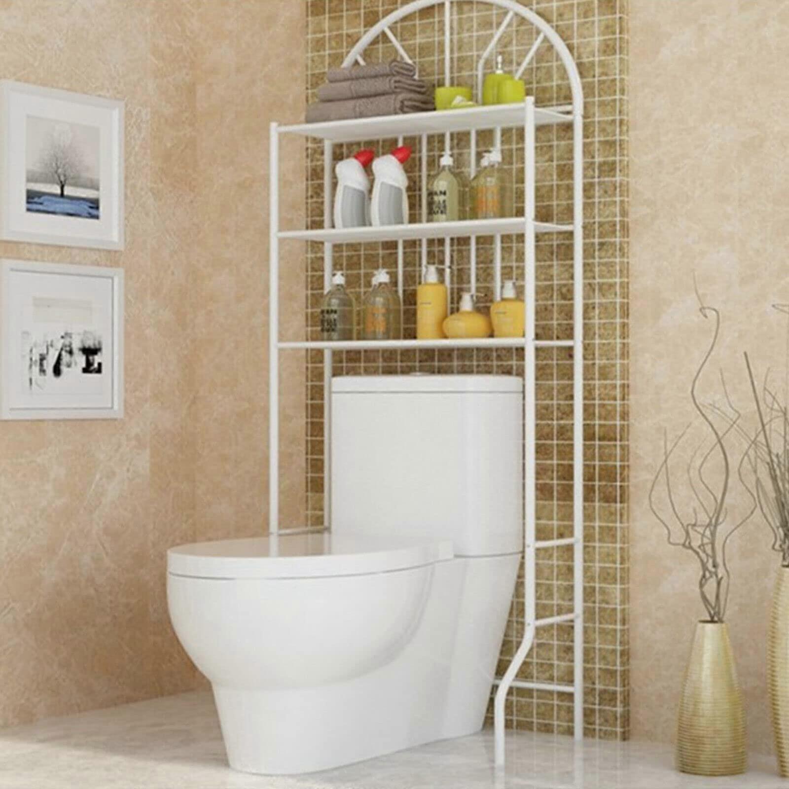 Space-Saving 3-Tier Toilet Shelf, Stylish Bathroom Storage Organizer for Essential Items, Durable and Ventilated Design