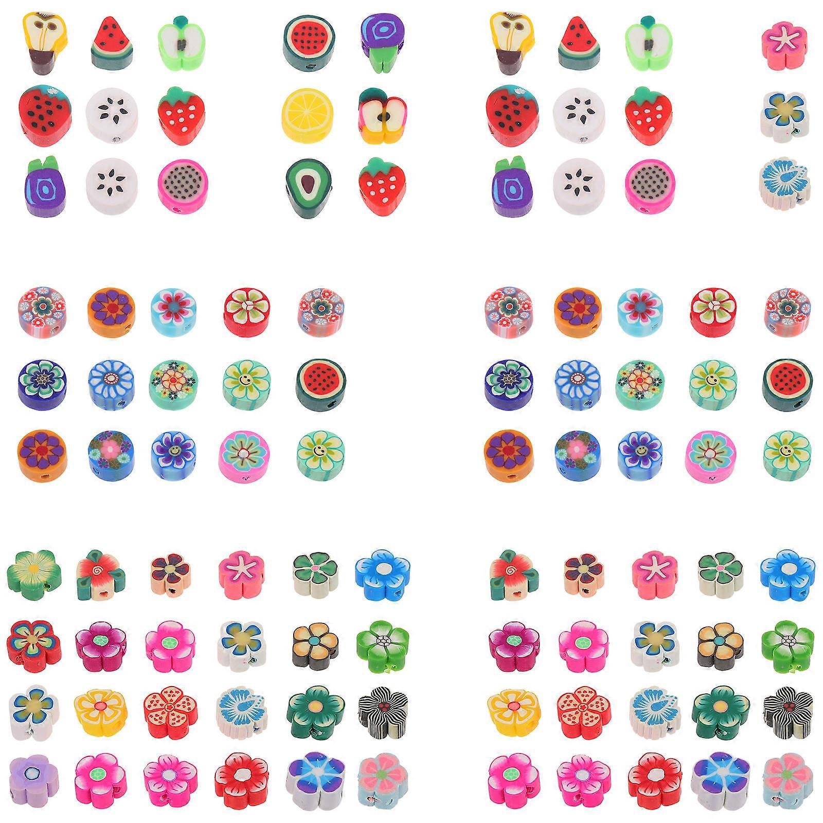 Cartoon Design Loose Beads for DIY Craft Projects in Assorted Color Polymer Clay 1 Set