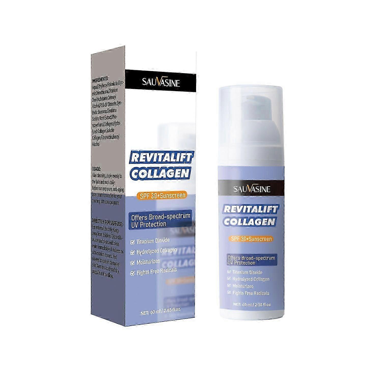 مرطب الكولاجين للوجه ، واقي من الشمس SPF 30 ، كريم كولاجين مضاد للشيخوخة للوجه والرقبة ، حماية واسعة الطيف من الأشعة فوق البنفسجية ، دعم وحماية الكولاجين الطبيعي