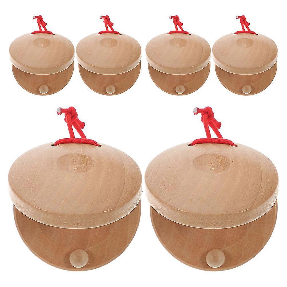 6pcs Wooden Castanets for Adults – Portable Finger Percussion Instruments for DIY Music, Coordination Development, Family Activities & Party Games