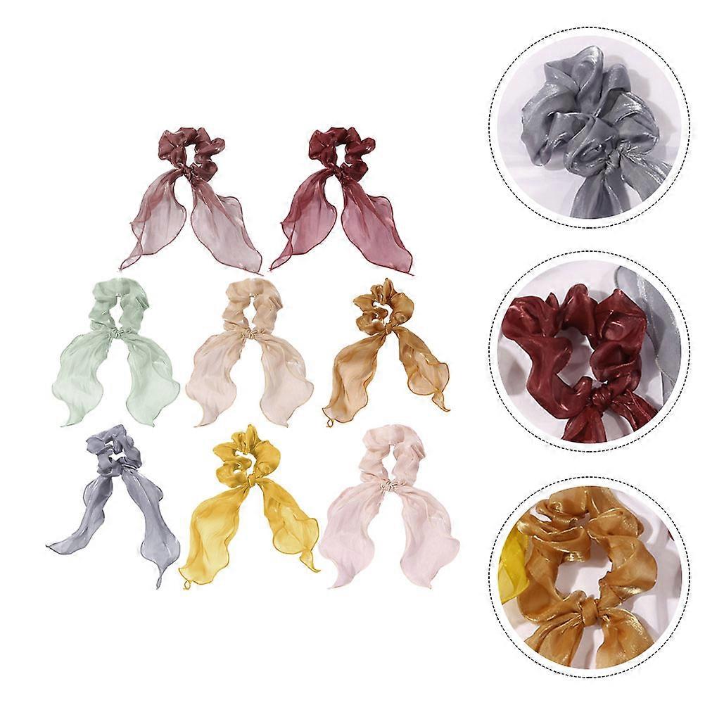 8pcs High Elastic Mesh Ribbon Hair Ties for Women – Soft, Durable Ponytail Holders with Stylish Design for Everyday Use