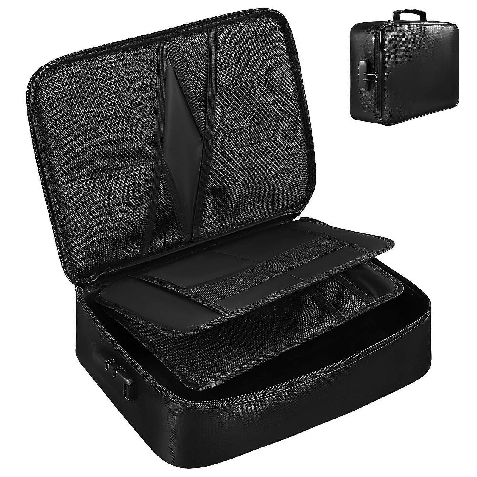 Fireproof Document Box with Multi Compartments   Lightweight Portable Certificate Storage Case for Home and Travel Use