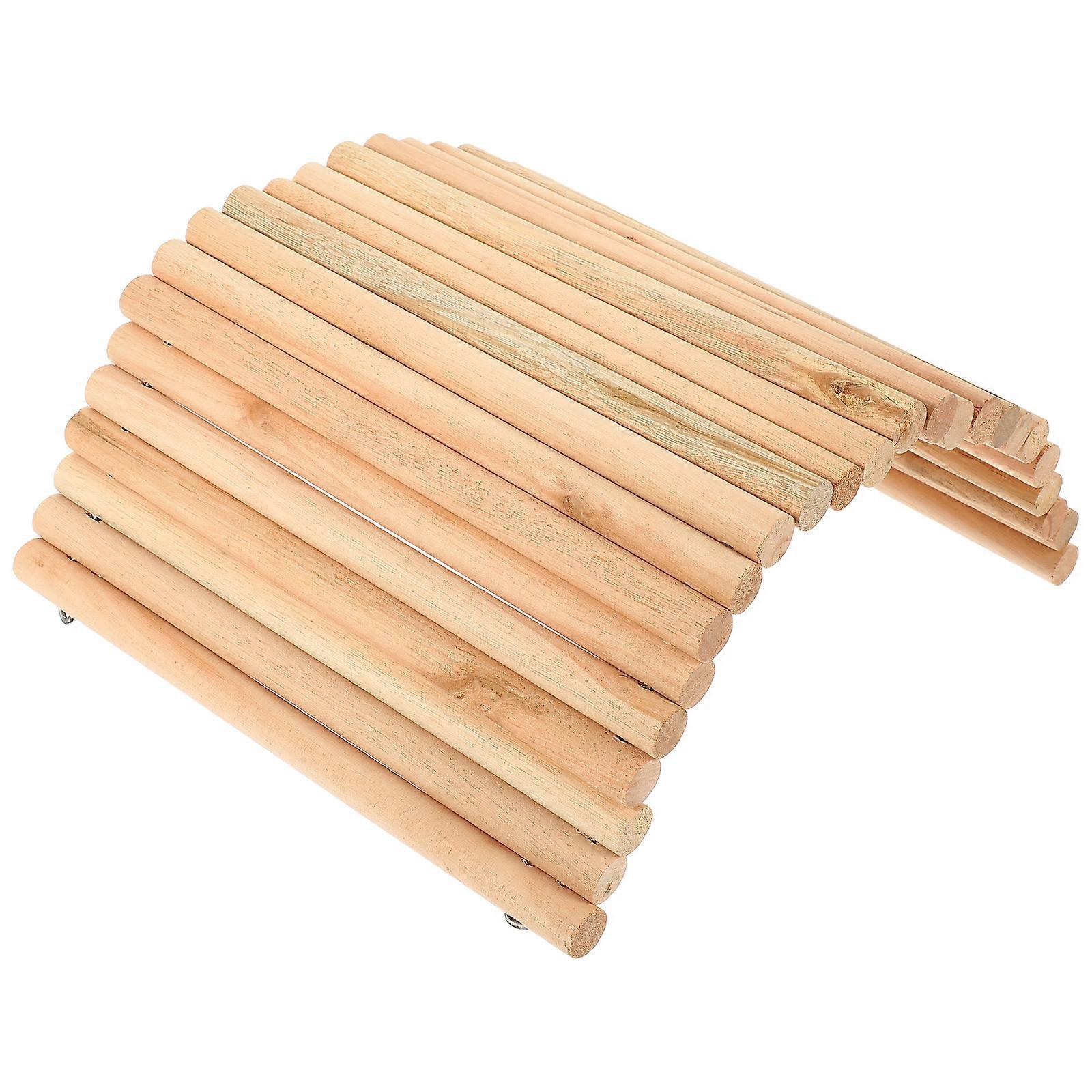 Wooden Hamster Hideout Bridge for Kids Use Khaki Color Durable and Safe Small Pet Toy 3.5"x2.8" .2"