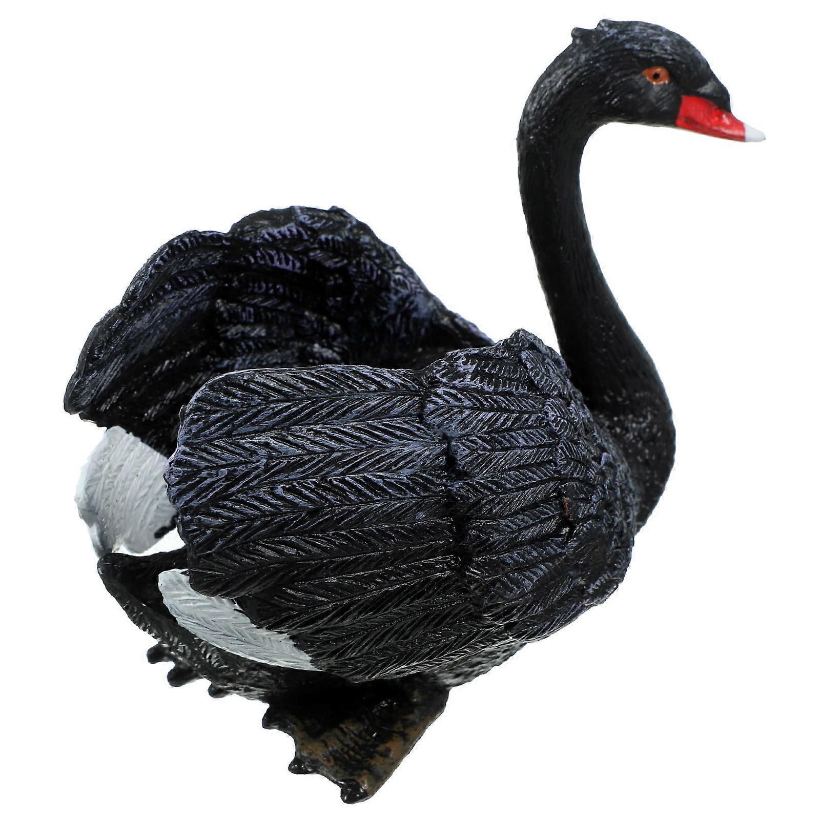 Black Swan Plastic Figurine Small Swan Sculpture Educational Tool Home Decoration 8X7X5.5CM 1Set
