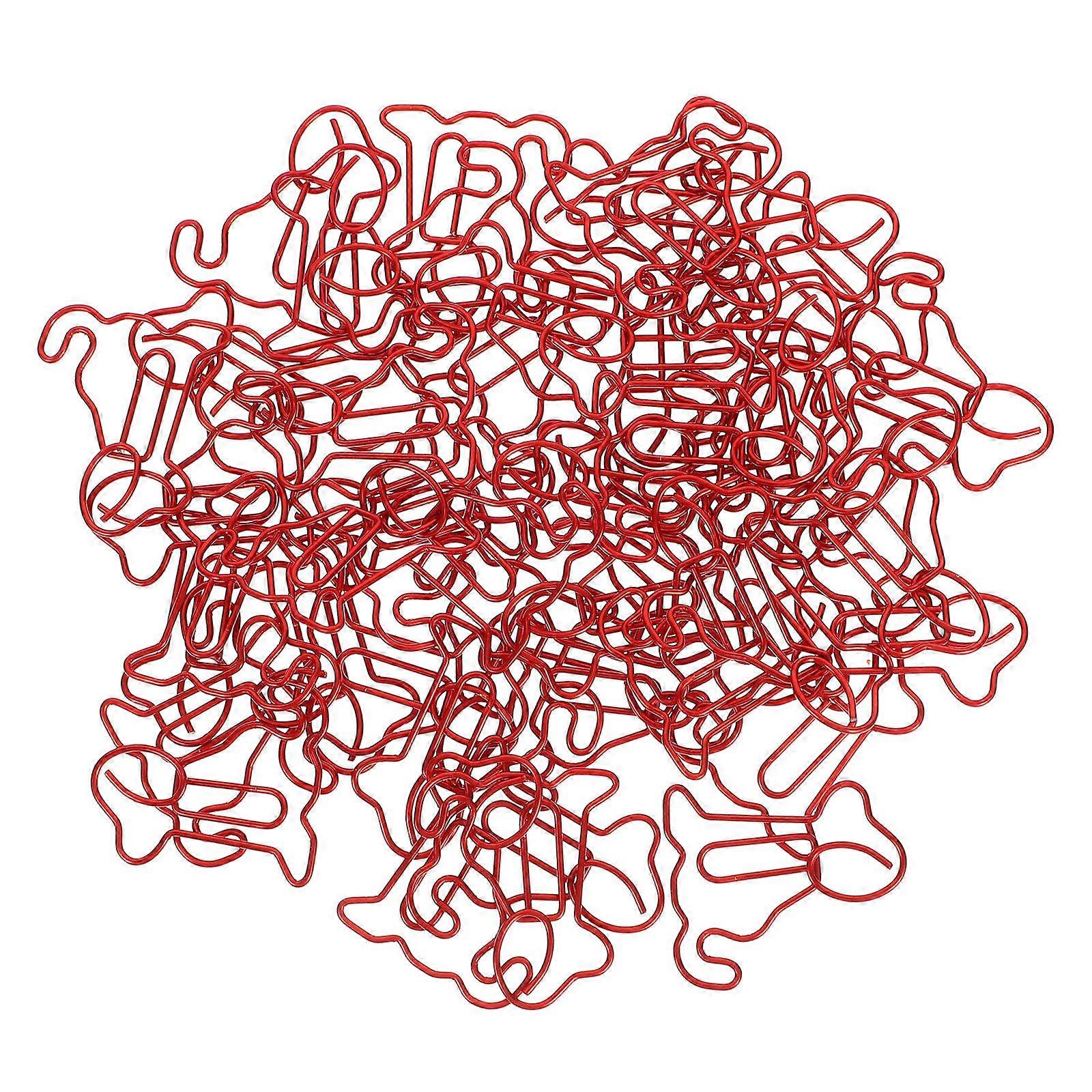 Dog Shape Paper Clips Red Metal Multifunctional Bookmark Clips 50Pcs