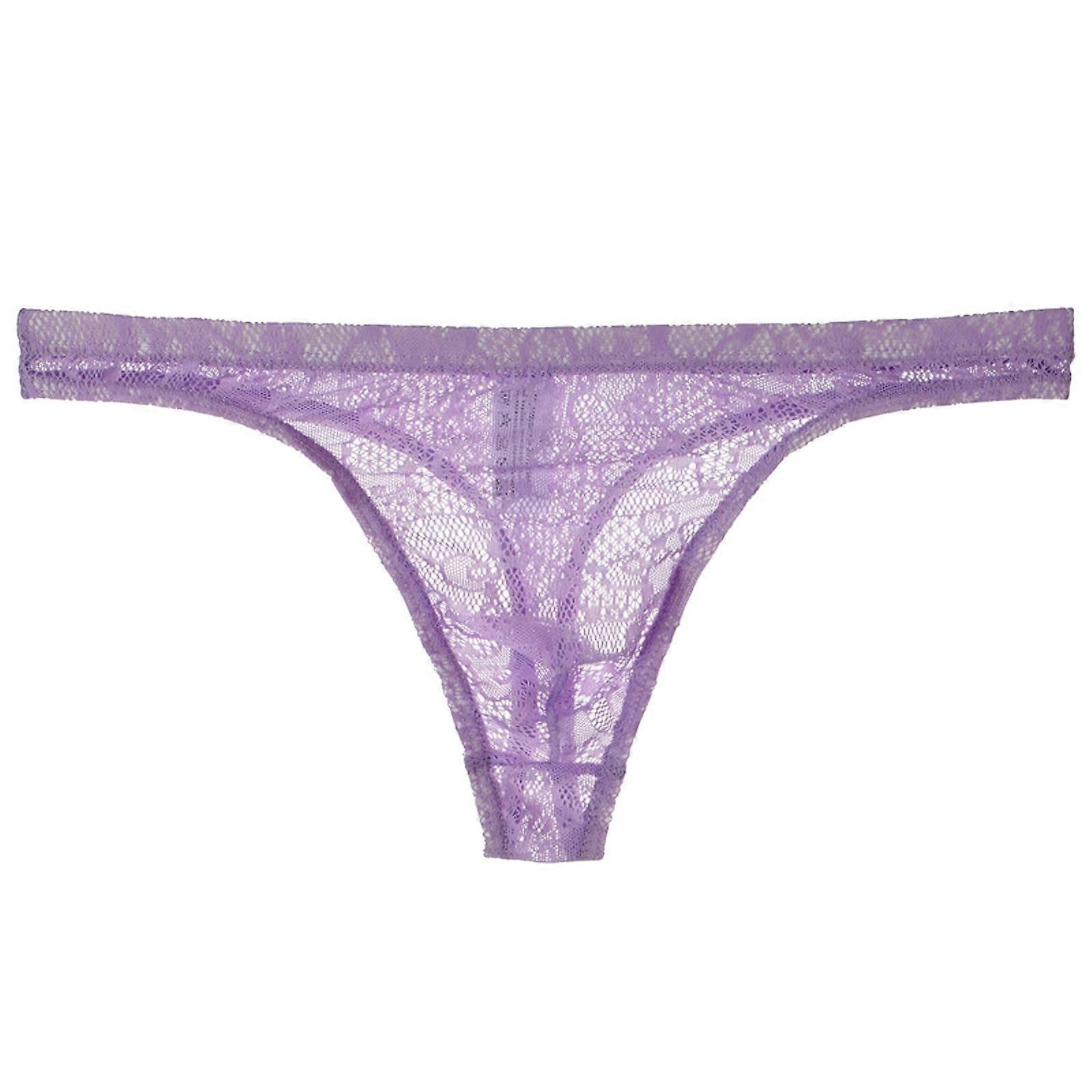 Mesh Slip Men Transparent Mesh Underwear See Through Trunk Breathable Thin Material Purple XXL