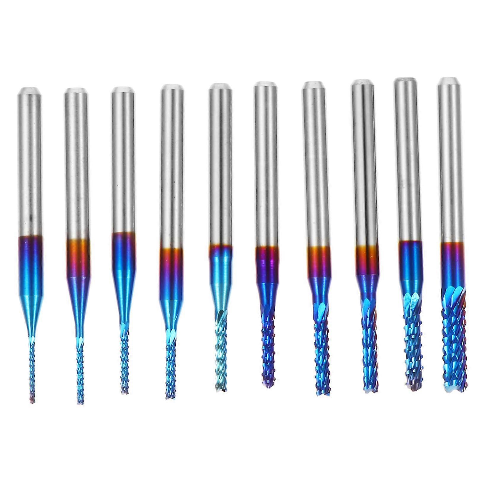Coating Corn Shape Router Bits Set - 10 Tungsten Steel Engraving Machine Cutters for Woodworking, 1/4 Inch Shank