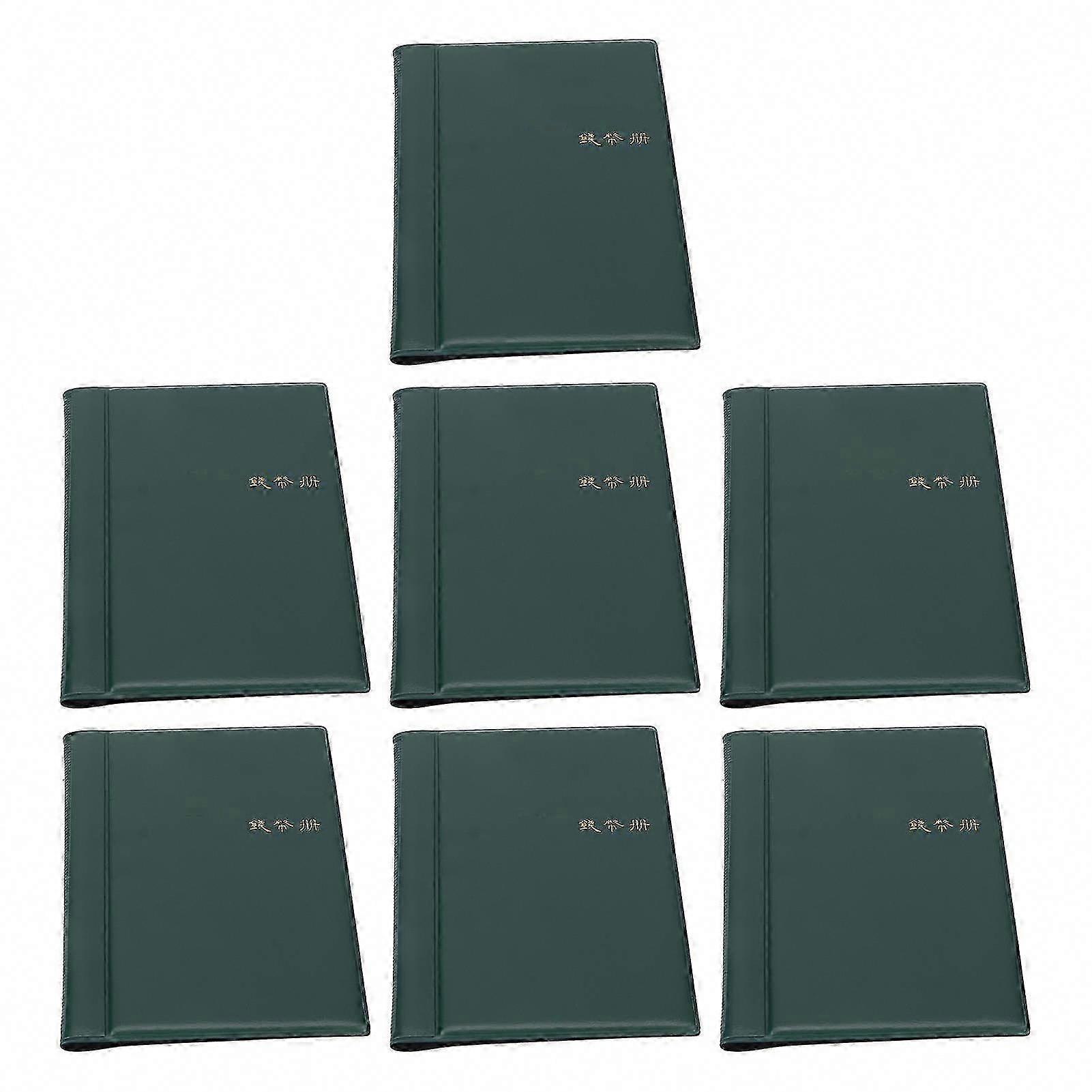 7 Pcs Green Clear Waterproof Dustproof Coin Collection Book with 120 Pockets for Storage