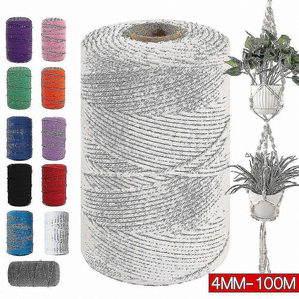 Natural Cotton Twisted Cord for Crafts, 3mm x 200m Braided Artisan Rope String for Macrame Projects