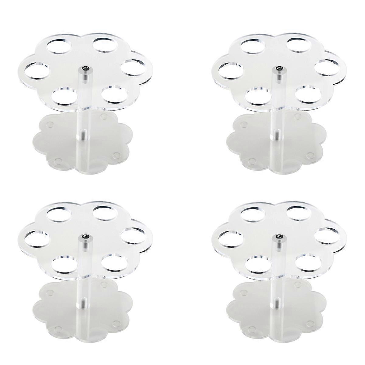 4Pcs 6 Holes Acrylic Ice Cream Cone Stand Holder Transparent