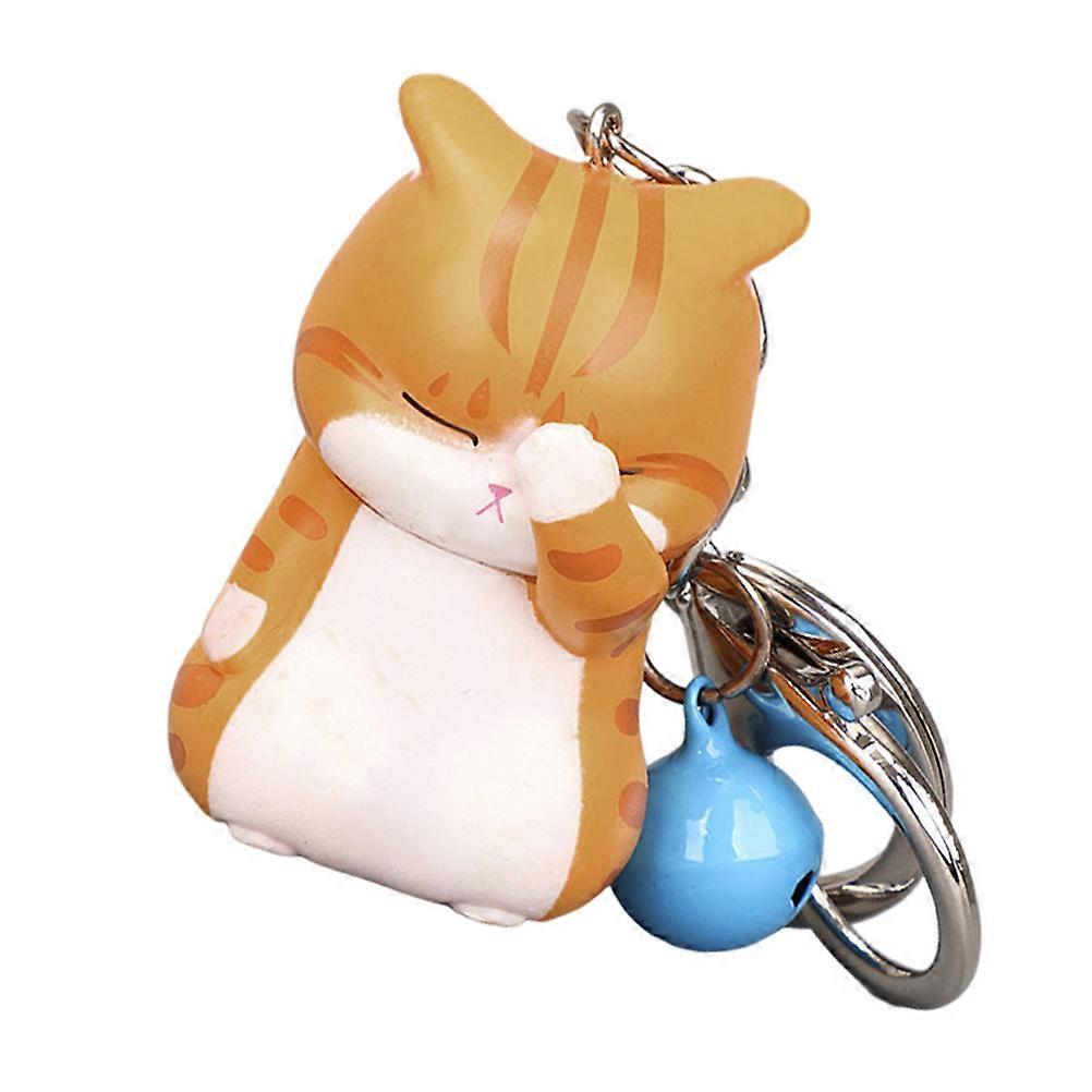 Key Chain Cat Shape Hanging Decor for Backpacks Pvc Yellow 1Set