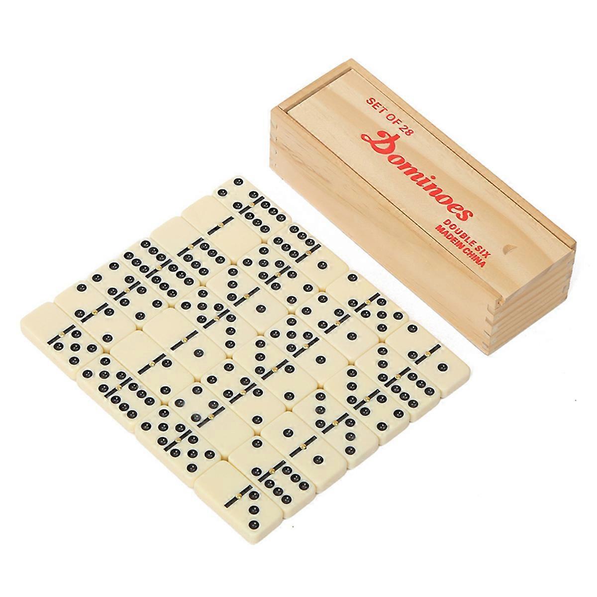 28 PCS Dominoes Set for Adults Classical Double 6 Dominos Game Set with Wood Case 2-4 Players