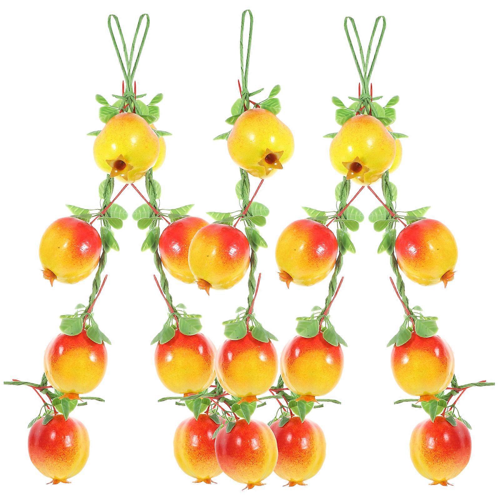 Pomegranate String Decor with Foam and Hemp Rope for Wall Hanging and Farmhouse Decor 5 Pieces