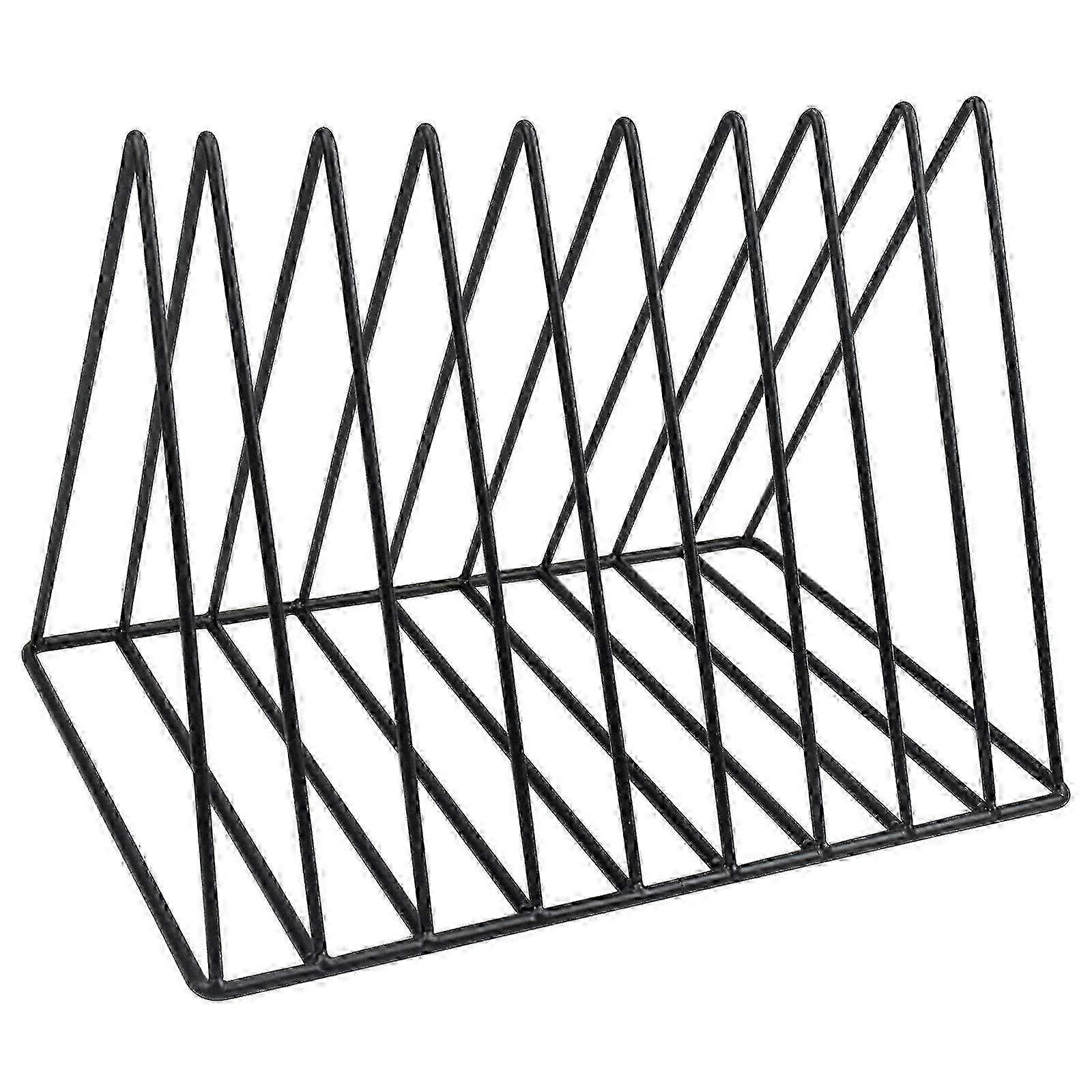 Triangle Desktop Storage Rack - 9-Slot Metal Organizer for Records & Documents