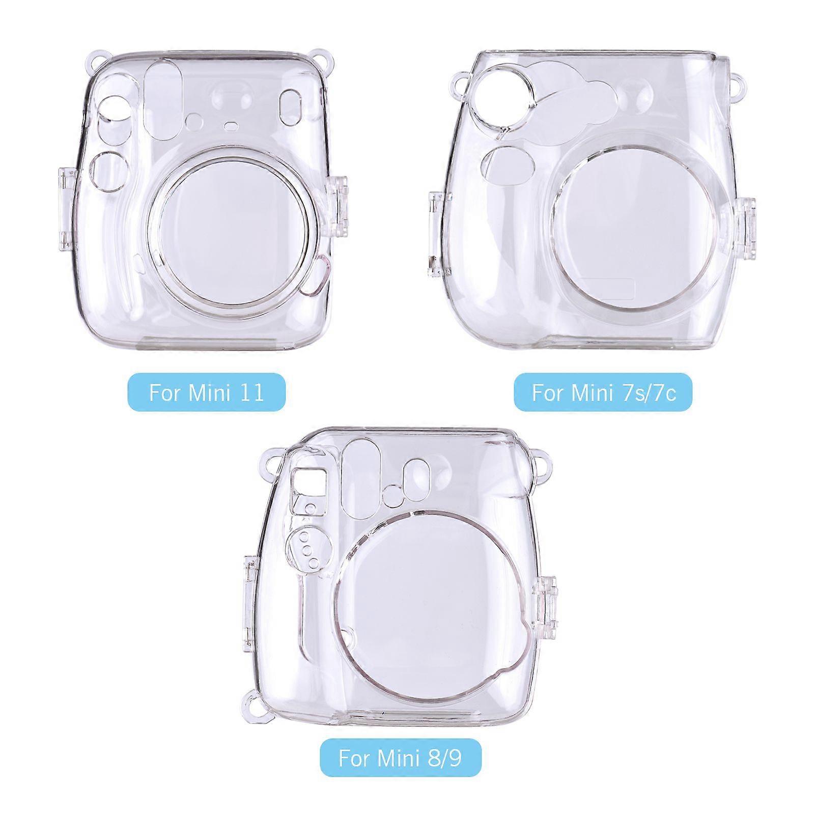 Instant Camera Transparent Protection Case with Rainbow Lanyard Replacement for Fujifilm Instax Mini 8/9