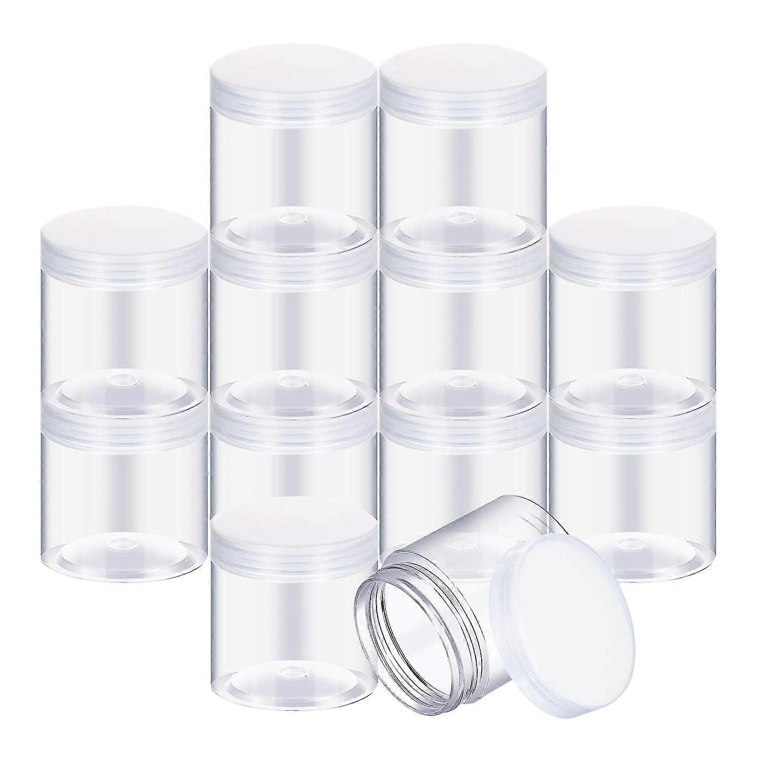Empty 12-Pack Transparent Plastic Storage Spice Jar Wide Mouth Plastic Container with Lid for Beaut